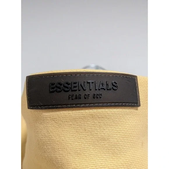 Fear of God Essentials Hoodie Yellow Lemonade Logo Pullover Sweatshirt Mens L - Picture 8 of 13